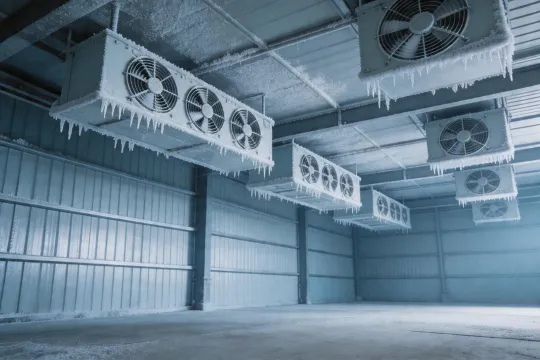 Cold storage facility evaporator fans