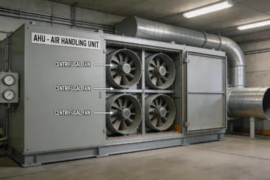 Commercial AHU with centrifugal fan array